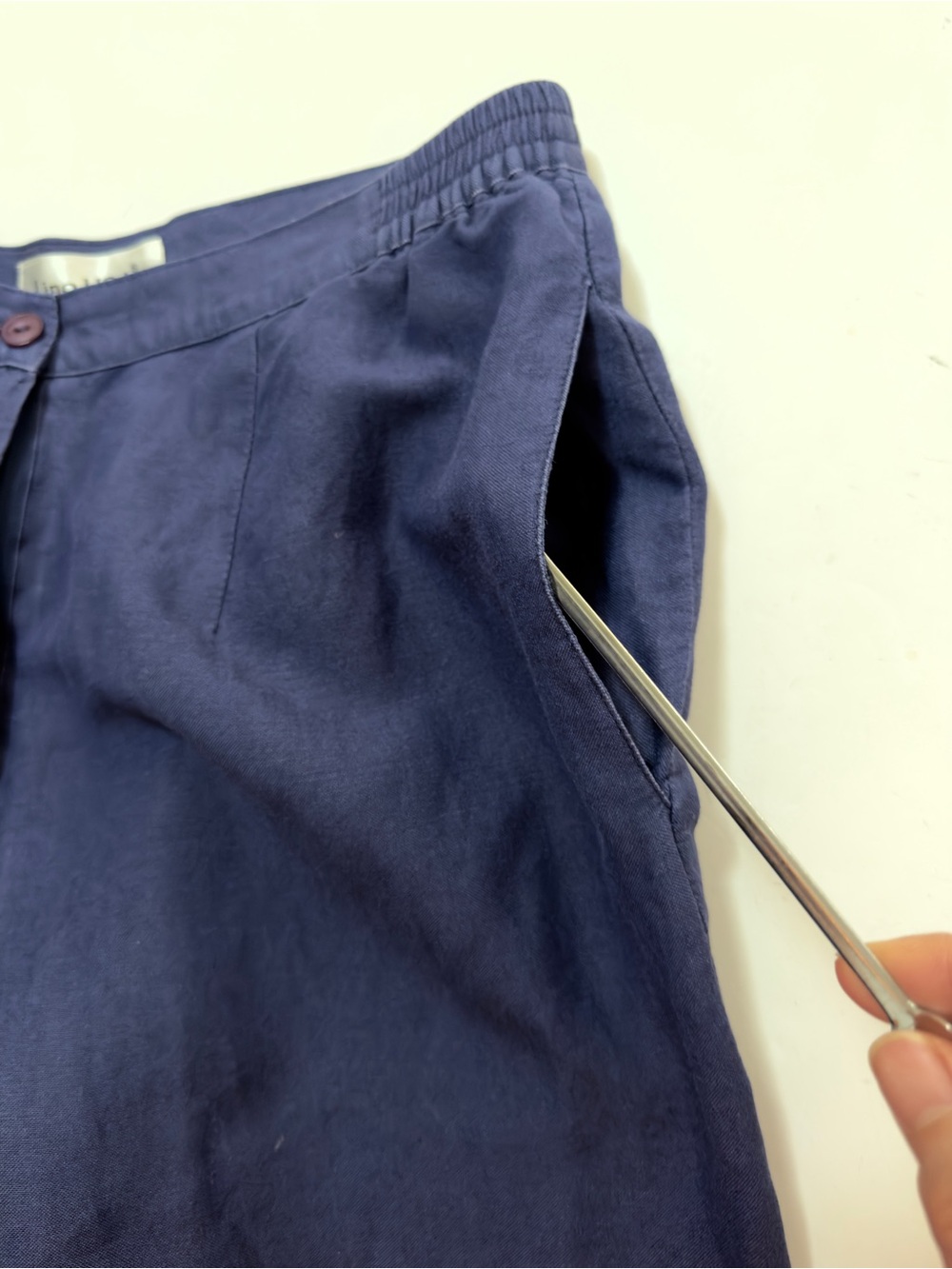 Lino USA Navy Linen Blend 2 Piece Blouse Pant Set Size Medium Summer Vacation - Picture 13 of 16